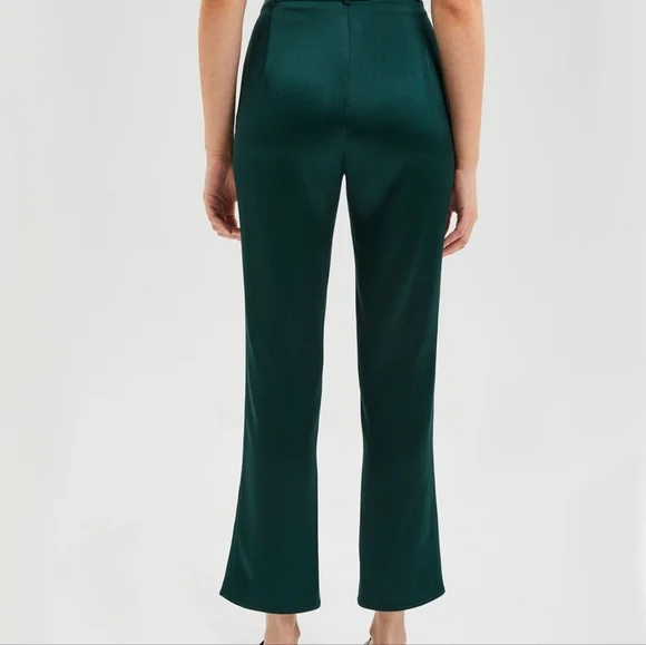 NWT Lattelier Silky Front Slit Trousers in Dark Green S? MEDIUM - Picture 3 of 12